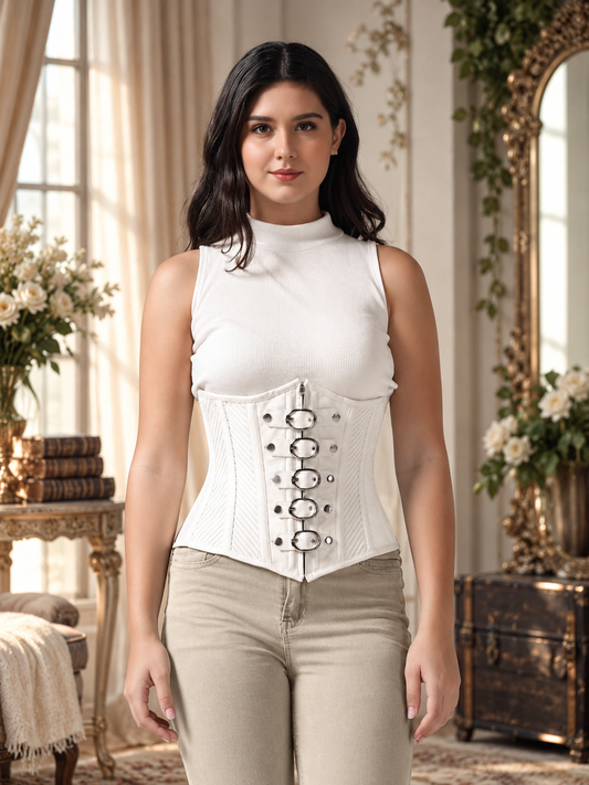 White Pvc Waist Reducing Underbust Corset