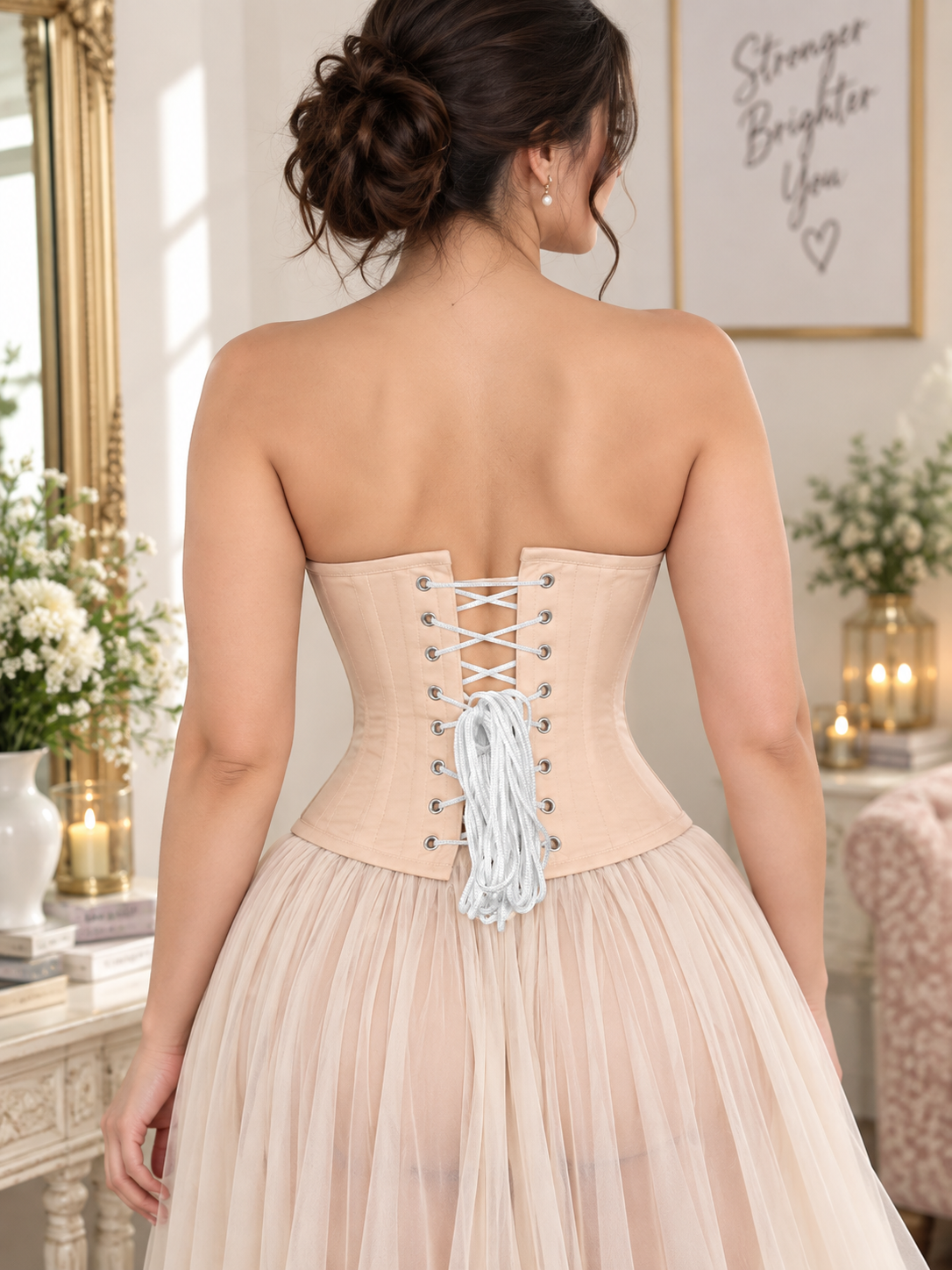 Beige Cotton Underbust Corset