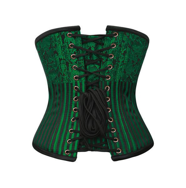 Green Brocade Authentic Steel Boned Underbust Waist Training Corset