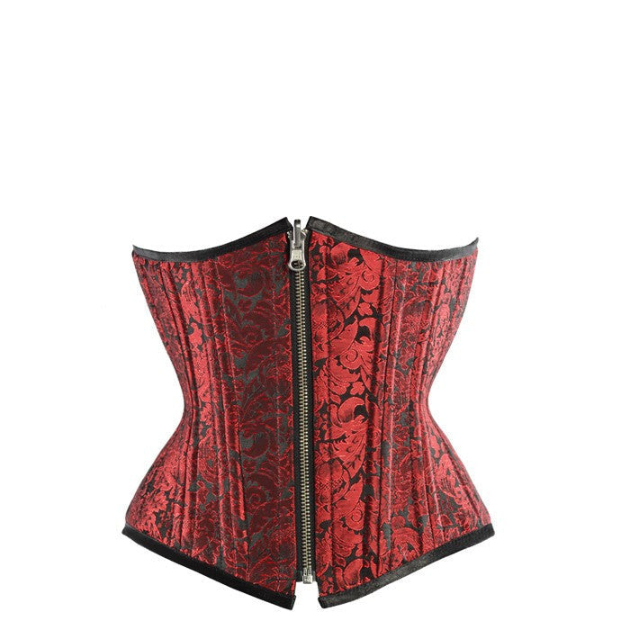 Silver Black Brocade Authentic Steel Boned Reversible Waist Training Underbust Corset