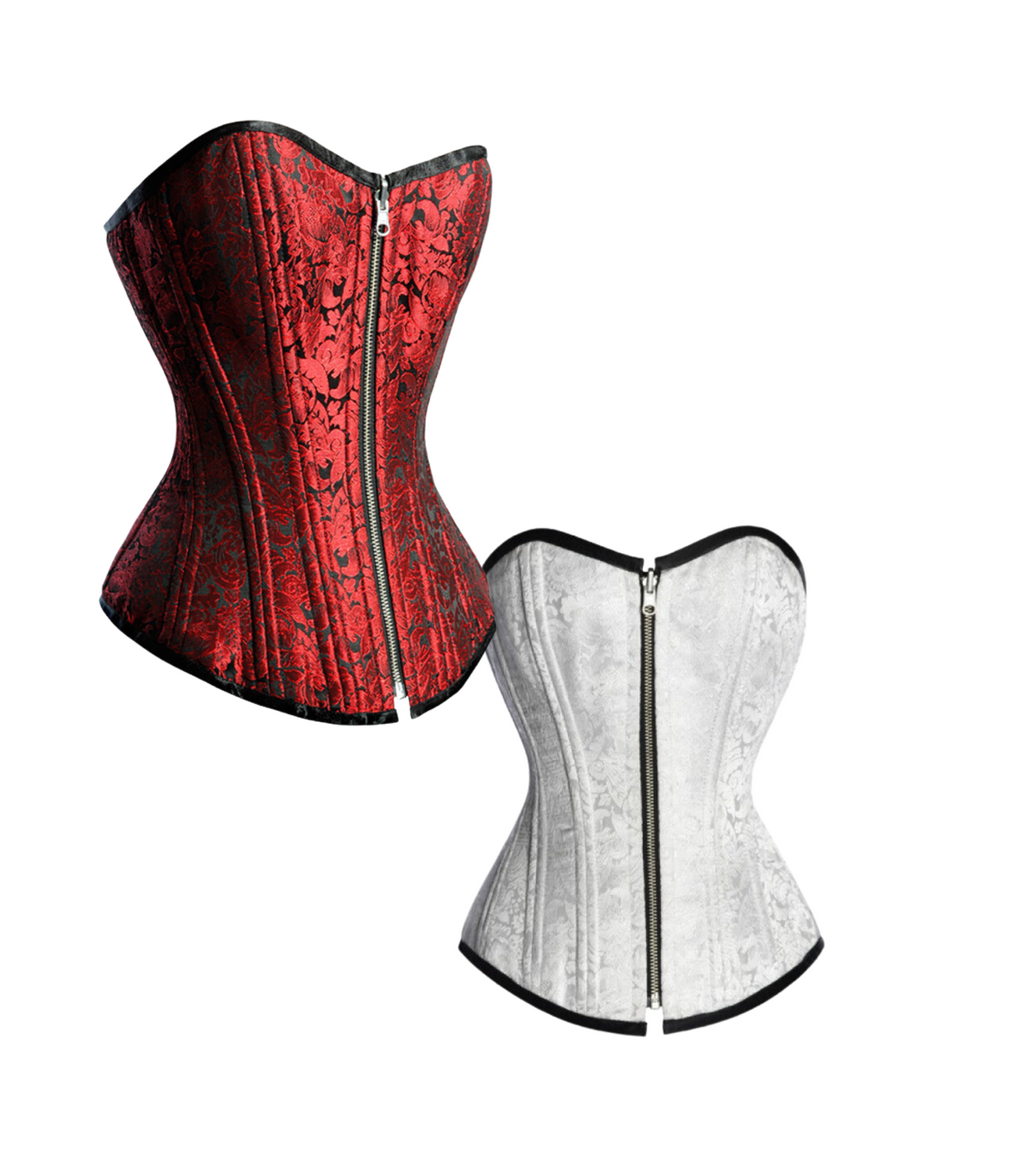 Dual-Tone White & Red Reversible Overbust Corset