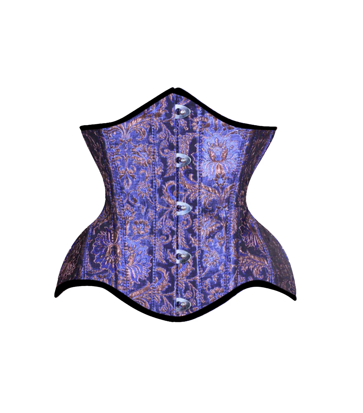 Blue jacquard Steel-Boned Waist Underbust Corset