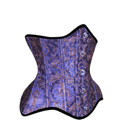 Blue jacquard Steel-Boned Waist Underbust Corset