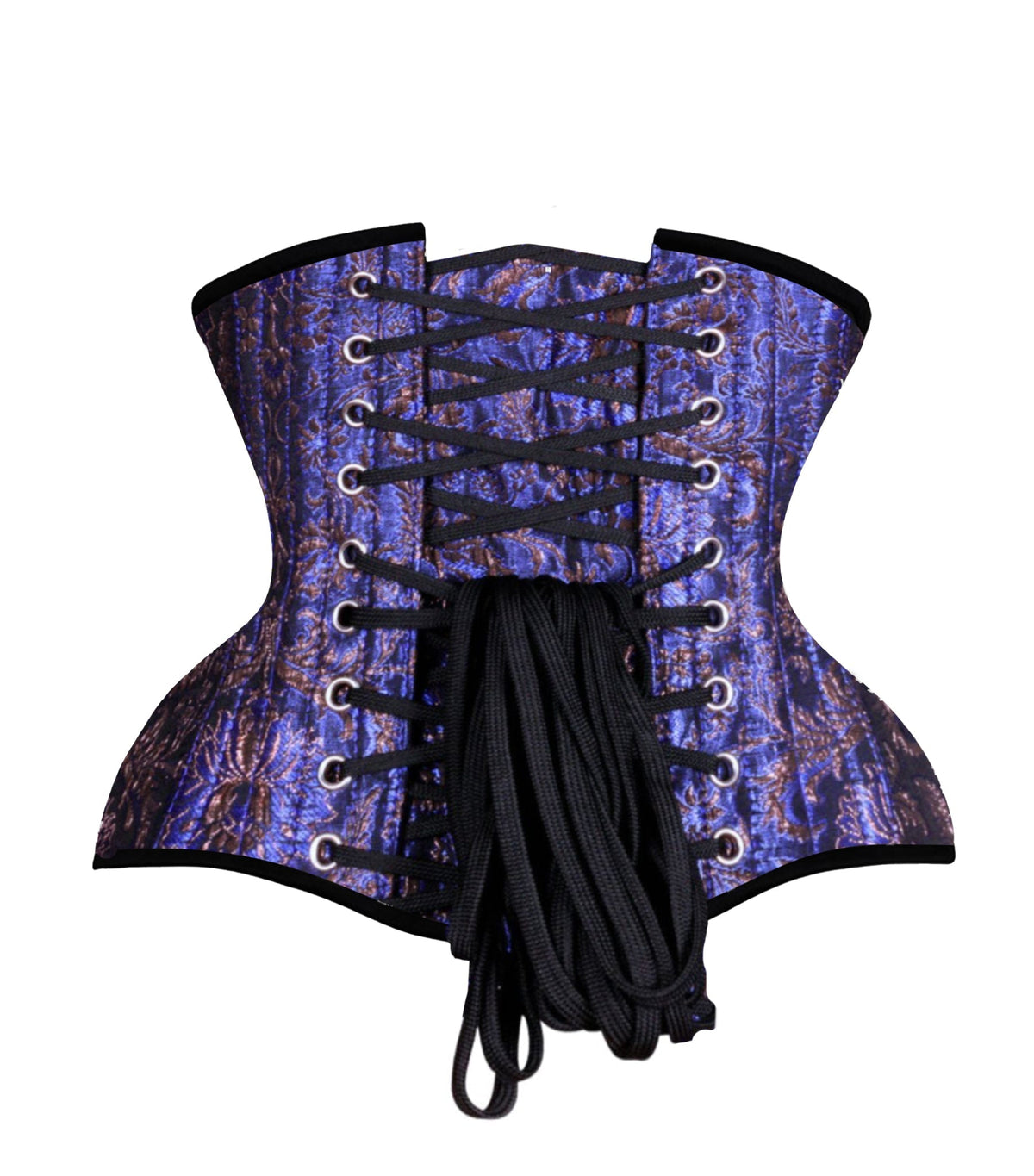 Blue jacquard Steel-Boned Waist Underbust Corset