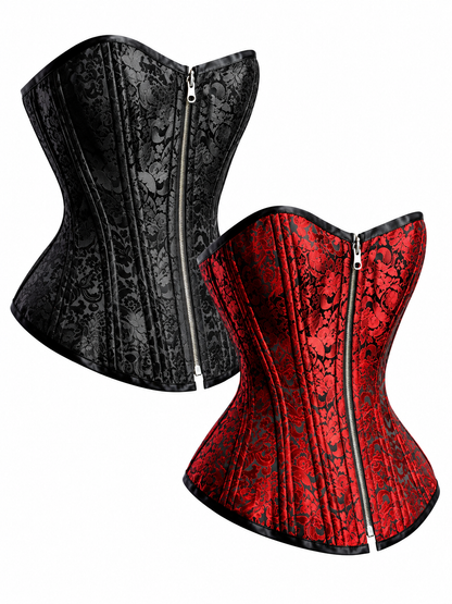 Dual-Tone Black & Red Reversible Overbust Corset