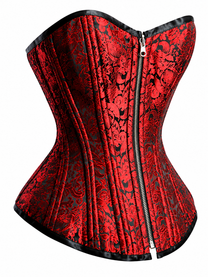 Dual-Tone Black & Red Reversible Overbust Corset
