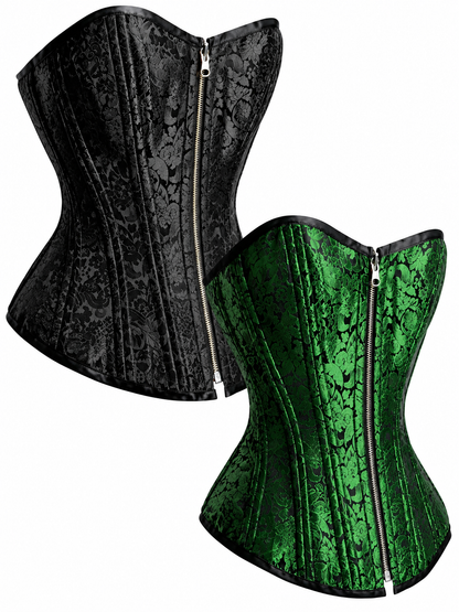 Dual-Tone Black & Green Reversible Overbust Corset