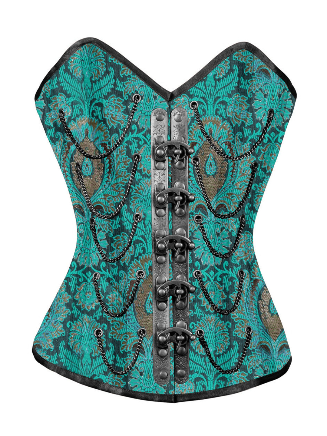 Brocade Authentic Steel Boned Steampunk Waist Training Overbust Corset