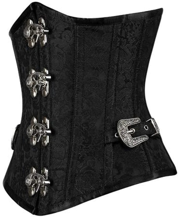 Black Brocade Waist Reducing Underbust Corset