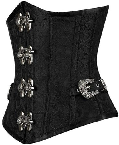 Black Brocade Waist Reducing Underbust Corset