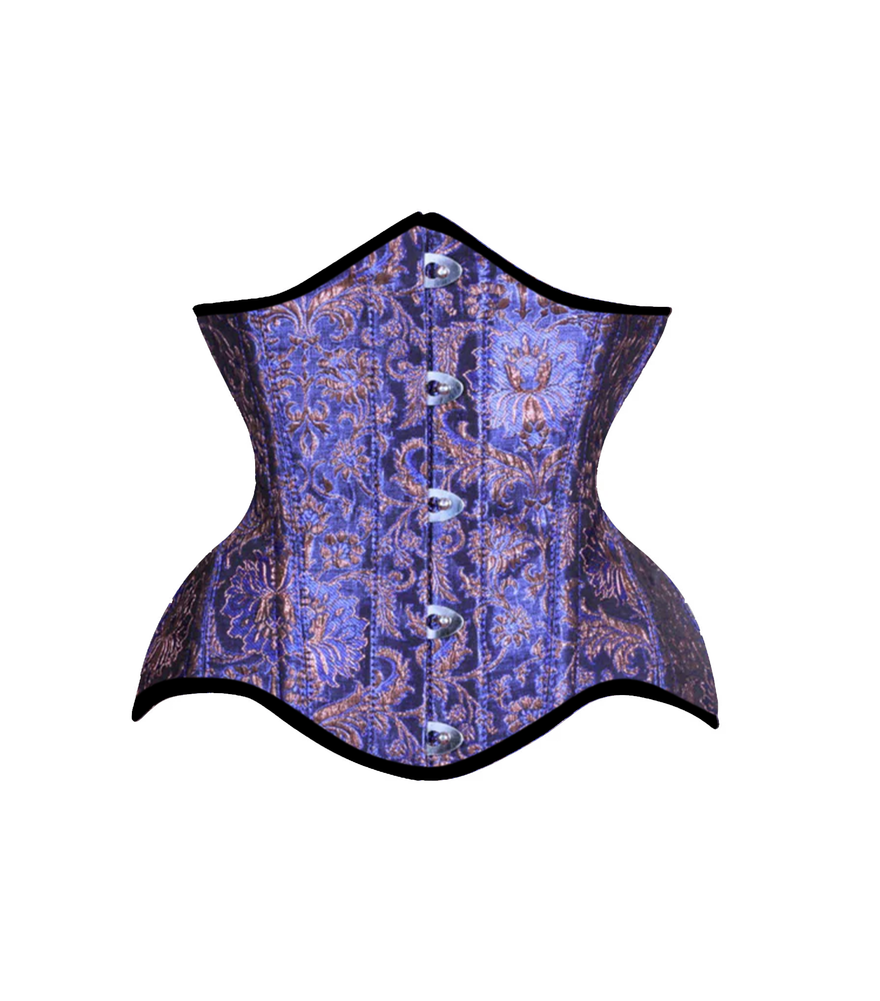 Blue jacquard Steel-Boned Waist Underbust Corset