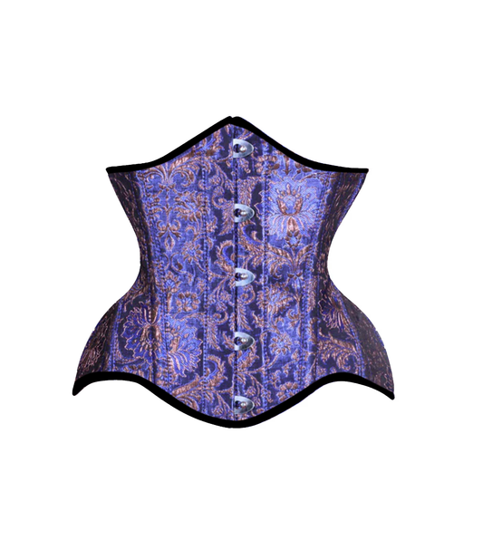 Blue jacquard Steel-Boned Waist Underbust Corset
