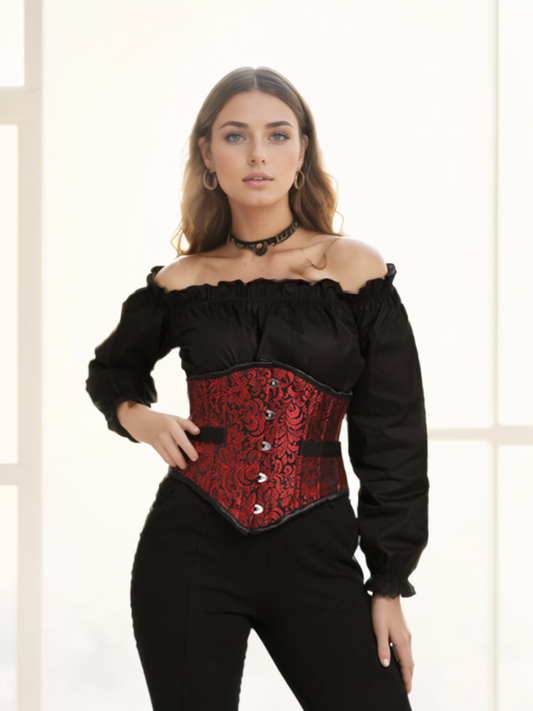 Brocade Fan Lacing Sexy Underbust Corset