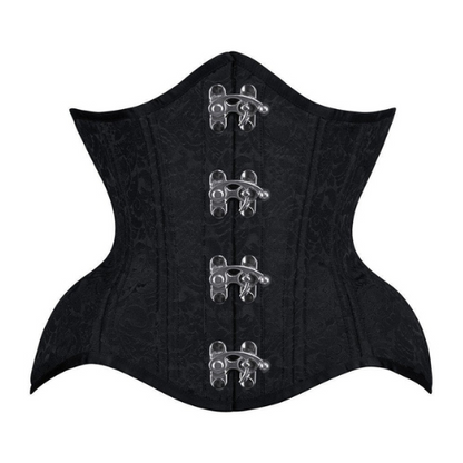 Black Brocade Authentic Steel Boned Underbust Waist Training Corset