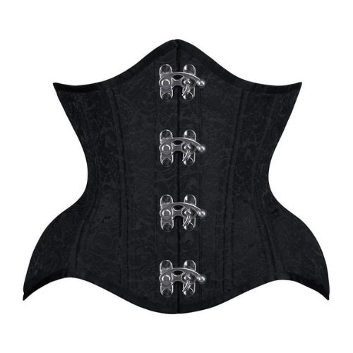 Black Brocade Authentic Steel Boned Underbust Waist Training Corset