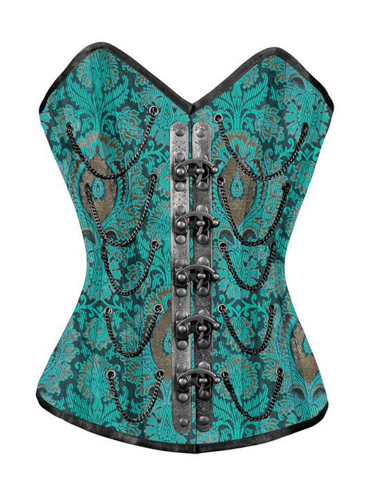 Brocade Authentic Steel Boned Steampunk Waist Training Overbust Corset