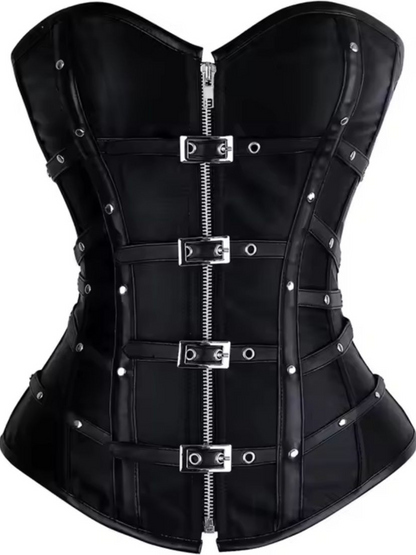 Black Twill Authentic Steel Boned  Overbust Corset
