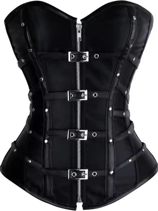 Black Twill Authentic Steel Boned  Overbust Corset