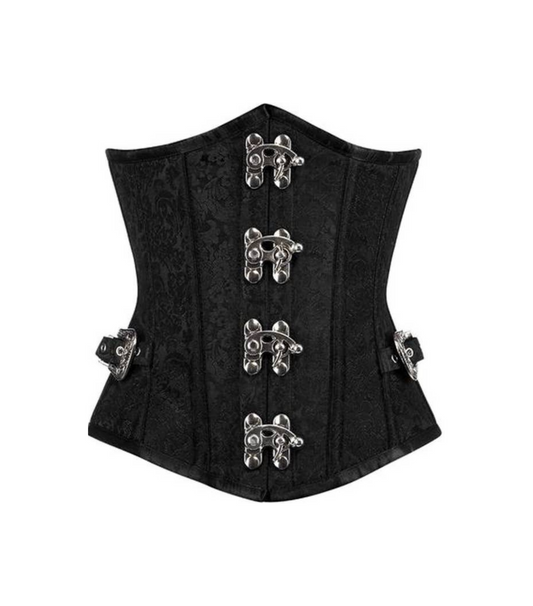 Black Brocade Waist Reducing Underbust Corset