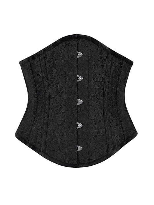 Black Brocade Waist Reducing Underbust Corset
