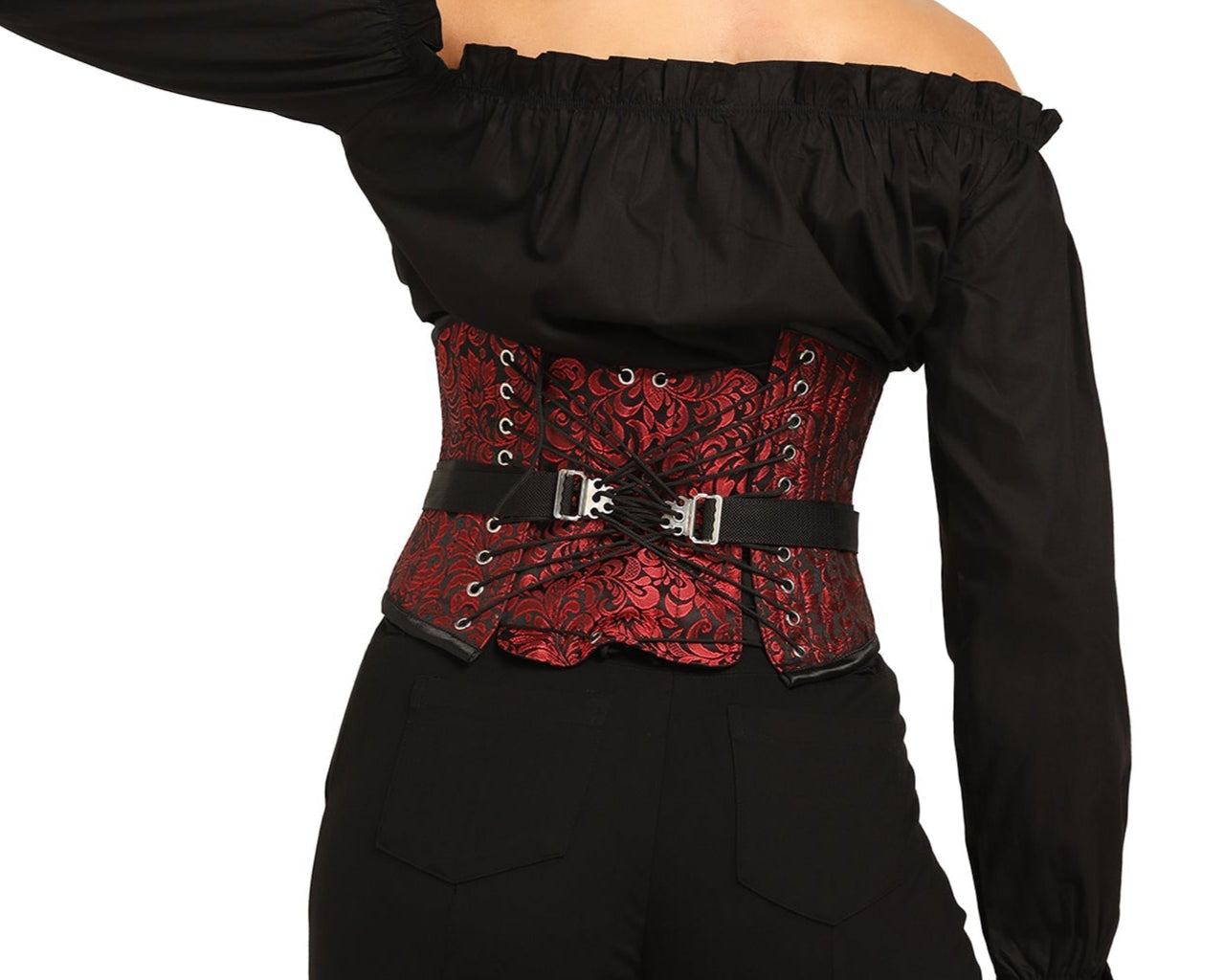 Brocade Fan Lacing Sexy Underbust Corset