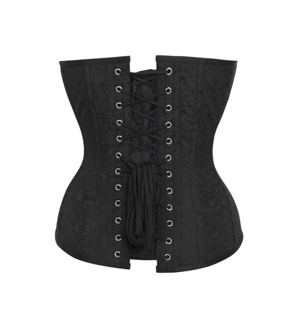 Black Brocade Authentic Steel Boned  Overbust Corset